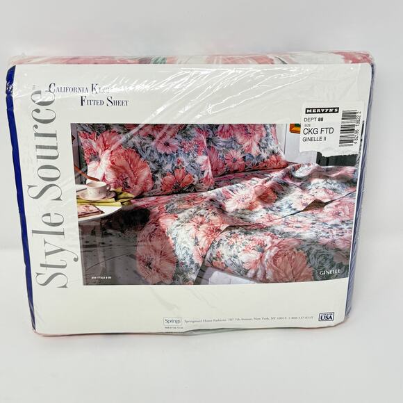 Vintage Mervyns Style Source Cal King Floral Fitted Sheets Bedroom Decor New - Picture 2 of 13